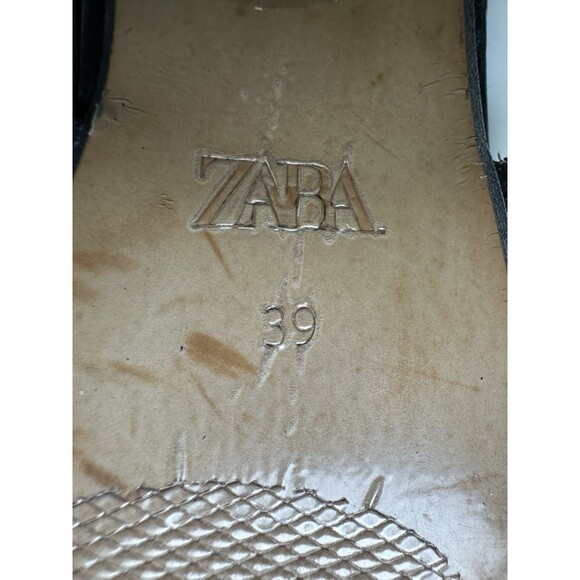 ZARA Black Leather Slingback Pointed Toe Mules Buckle Women Heels US 8 EU 39 NEW - Picture 12 of 14